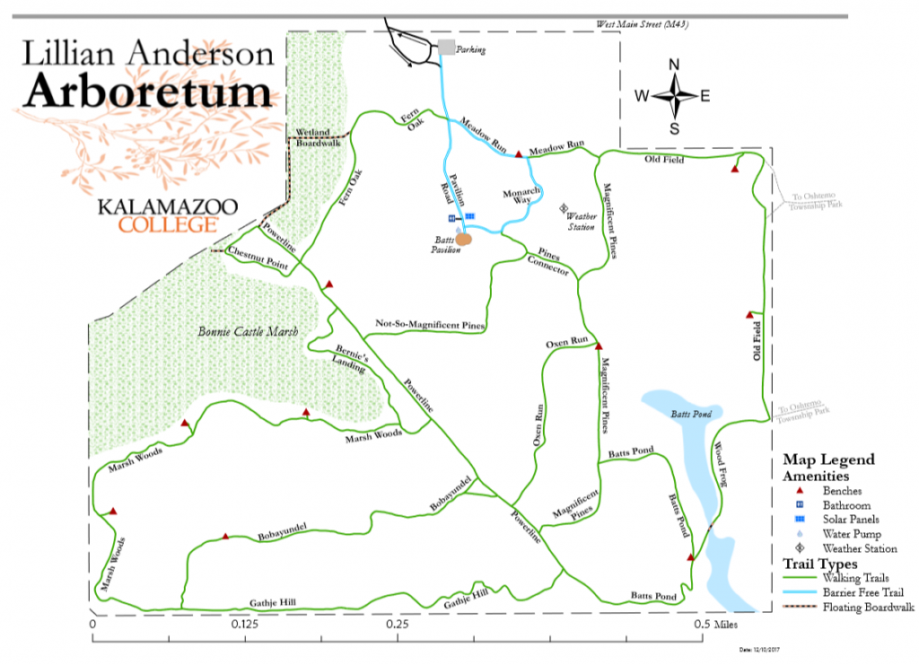 Lillian Anderson Arboretum trail map without contour lines